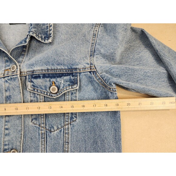 BERSHKA Denim Jean Jacket XS (oversized) Light Wash Lightly Distressed Designer - Picture 9 of 12
